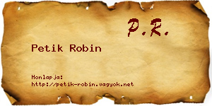 Petik Robin névjegykártya